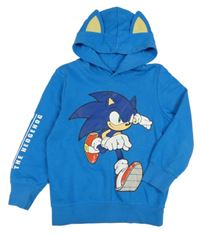 Modrá mikina se Sonicem a kapucí 