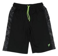 Černo-šedé sportovní kraťasy se vzorovanými pruhy Primark
