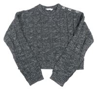 Šedo-stříbrný třpytivý vzorovaný crop svetr Primark