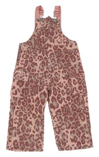 Růžovo-šedé laclové cargo rifle s leopardím vzorem Shein