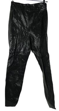 Dámské černé vzorované koženkové kalhoty Zara 