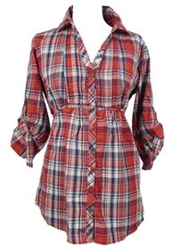 Nové - Dámská červeno-tmavomodrá kostkovaná halenková tunika George 