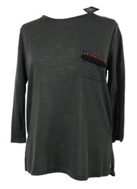 Nové - Dámské tmavošedé úpletové triko Primark 