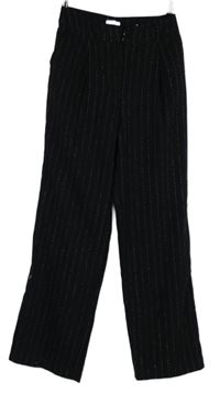 Dámské černé proužkované volné kalhoty Tom Tailor 