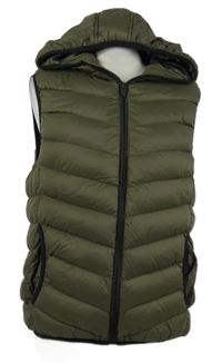 Dámská khaki šusťáková zateplená vesta s kapucí Brave Soul 