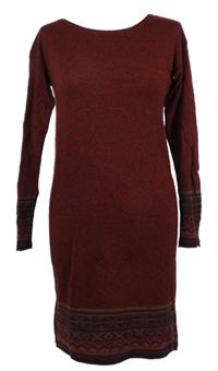Dámské vínové svetrové vlněné šaty se vzorem Esprit 