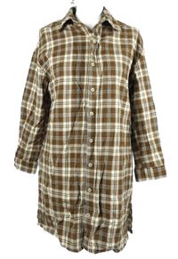 Dámská hnědo-bílá kostkovaná halenková tunika 