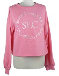 Dámská růžová crop mikina s nápisem New Look 