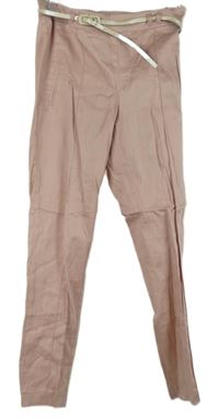 Dámské světlerůžové plátěné chino kalhoty s páskem Lipsy 