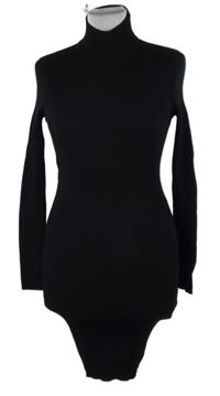 Dámské černé žebrované svetrové šaty se stojáčkem FB Sister 