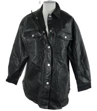 Dámská černá koženková oversize košilová bunda Shein 