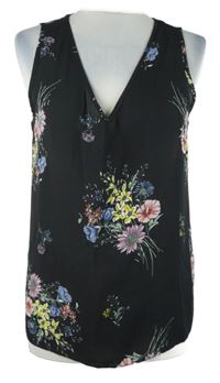 Dámský černý květovaný halenkový top Primark 