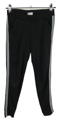 Dámské černé sportovní legíny s pruhy 