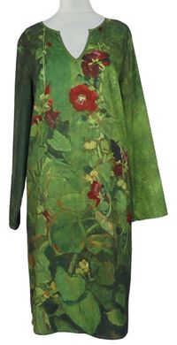 Dámské zeleno-khaki květované šaty 