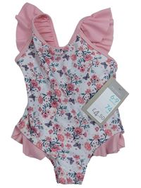 Bílo-růžové květinové plavky Primark