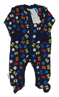 Nové- Tmavomodrý overal s panáčky a slony Matalan