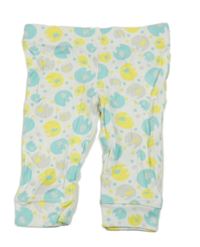 Bílé lehké tepláky se slony a puntíky