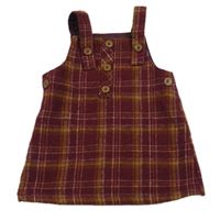 Vínovo-hořčicové kostkované vlněné laclové šaty Nutmeg