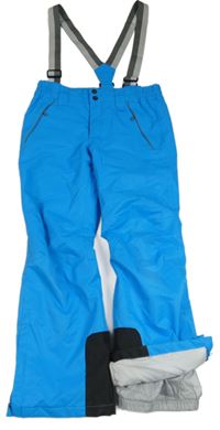 Azurové šusťákové funkční oteplovačky s kšandami Crane