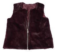 Mahagonová kožešinová podšitá crop vesta 