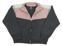 Růžovo-bílo-šedá propínací mikina 