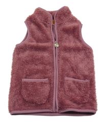 Vínová chlupatá propínací vesta Pusblu