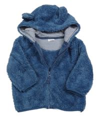 Modrá chlupatá propínací mikina s kapucí Next