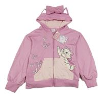 Nové - růžová propínací mikina s kočkou a kapucí Disney