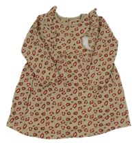 Hnědo-růžové šaty s leopardím vzorem Studio