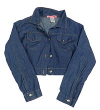 Tmavomodrá crop riflová bunda