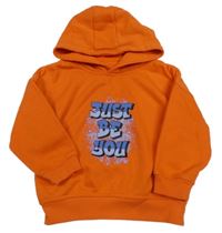 Oranžová mikina s nápisem a kapucí Primark