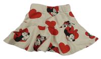 Krémová tepláková sukně se srdíčky a Minnie H&M