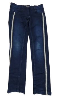 Tmavomodré rifle se stříbrnými lemy na boku Denim forever