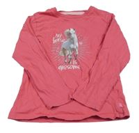 Růžové triko s koněm a nápisem a punto