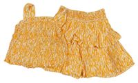 2set - Oranžovo-bílá vzorovaná sukně + žabičkový top F&F