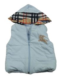 Světlemodrá tepláková zateplená vesta s kapucí Burberry