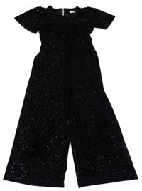 Černý sametový třpytivý culottes overal F&F