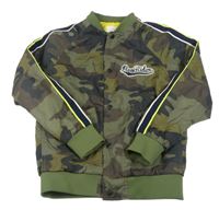 Khaki army šusťákový zateplený bomber s nápisem Zara