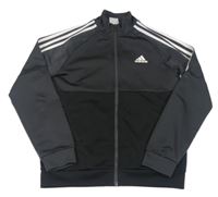 Tmavošedo-černá sportovní propínací mikina Adidas