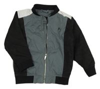 Šedo-bílo-černá šusťáková podzimní bunda s výšivkou River Island