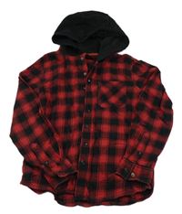 Červeno-černá kostkovaná košile s kapucí Chapter young