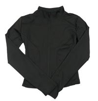 Černá sportovní propínací crop mikina