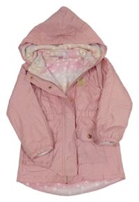 Růžová šusťáková zateplená parka s kapucí 