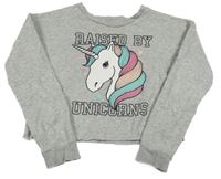 Šedá crop mikina s jednorožcem H&M
