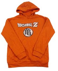 Oranžovočervená mikina s nápisem a kapucí 