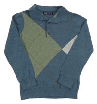 Modro-zelený svetr s límečkem Next