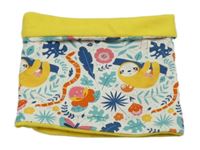 Bílo-barevný zateplený nákrčník se zvířátky 