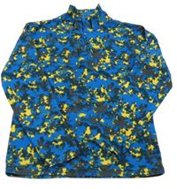 Modro-žluto-tmavomodrá vzorovaná fleecová funkční mikina Mountain Warehouse