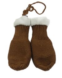 Hnědé pletené rukavice