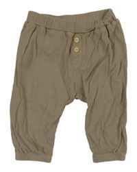 Hnědé žebrované lehké tepláky s knoflíky H&M